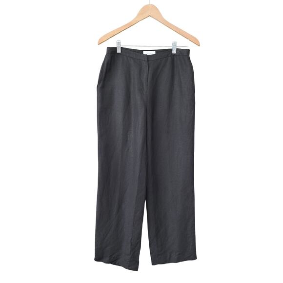 Calvin Klein Black Linen Blend Wide Leg Pants Size 4 (28" Inseam) - Picture 8 of 10